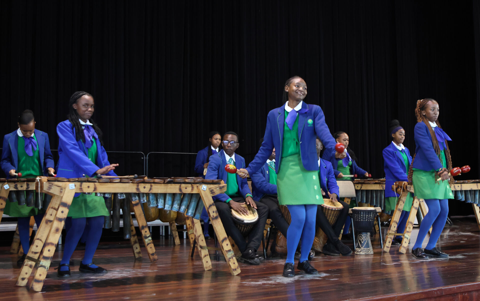 The marimba band gives a lively performance